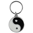Ying Yang Metal Key Chain with Enameled Details